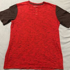 Boys XL red t-shirt with blackish grey sleeves